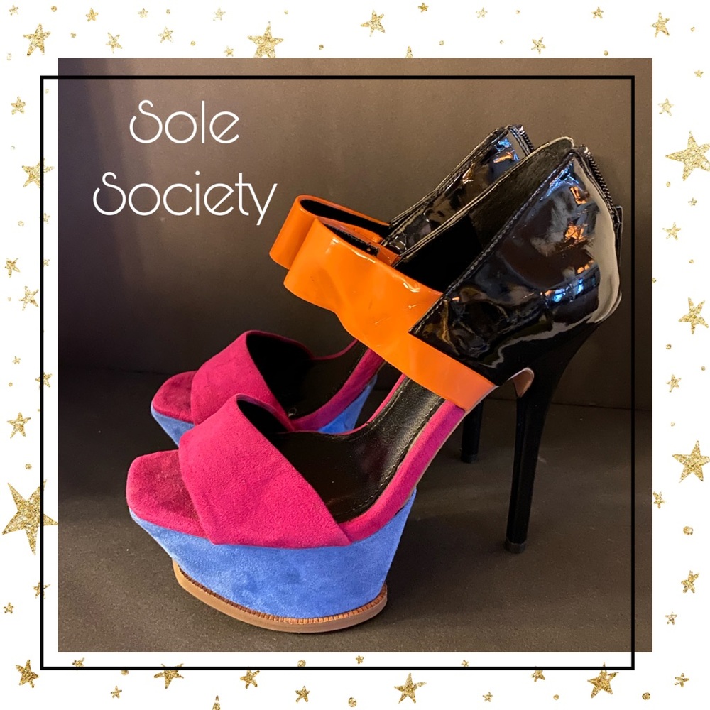 Sole Society Patent Suede Platform Heels 5